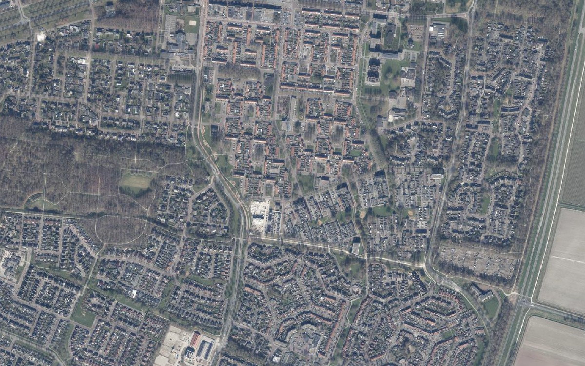 Luchtfoto van het centrum van Dronten